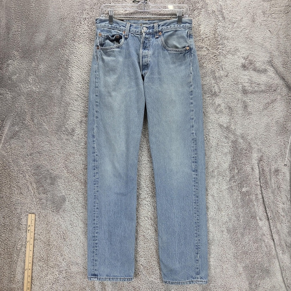 Vintage Levis 501 Jeans Womens Blue Light Wash Straight Made USA 90s Fits 28x32